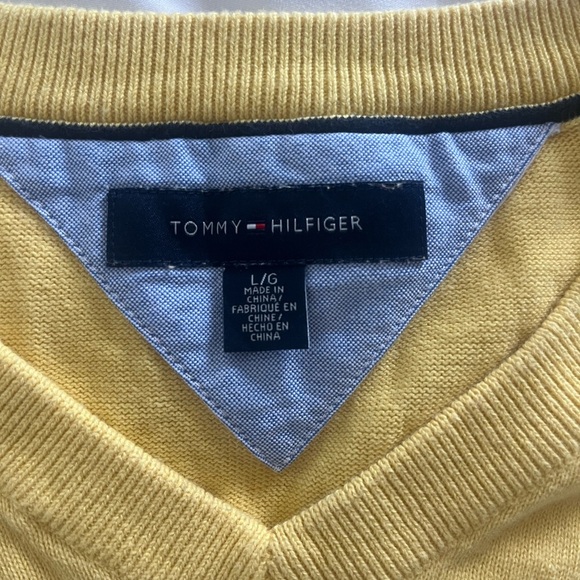 Tommy Hilfiger Men’s Cotton Yellow Sweater Vest Preppy Golf Office Work Large - Picture 3 of 5
